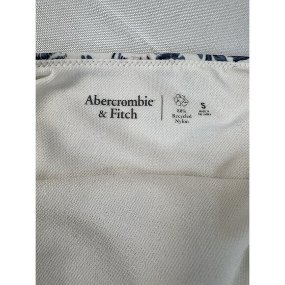 Abercrombie Palm Print Swim Bottom S Tie Waist White Boho High Leg Island - Picture 3 of 6